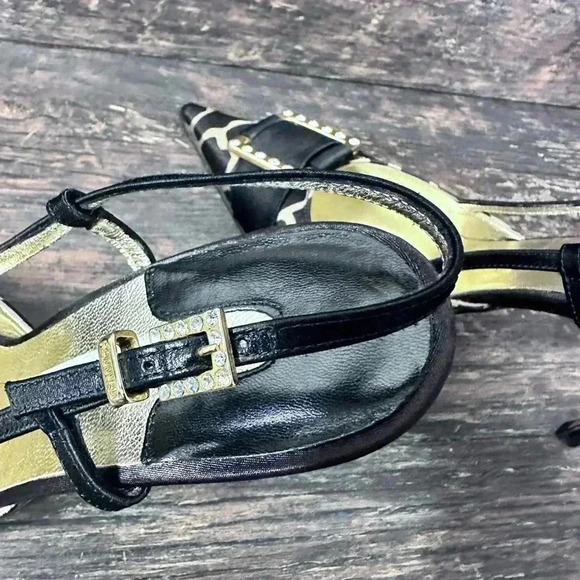 Luciano Padovan Made in ITALY Black & Beige Heeled Pumps Sandals size 39 - Picture 9 of 16